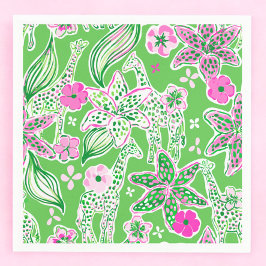 Preppy Giraffen Lily Pink Green Serviette