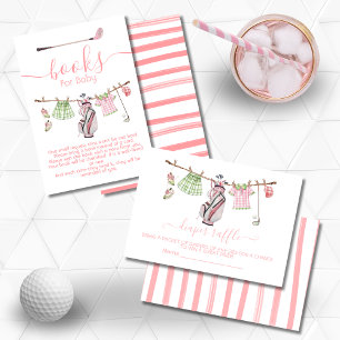 Preppy-Girl-Golf-Wäscheleine Windelwappenkarte Einladung