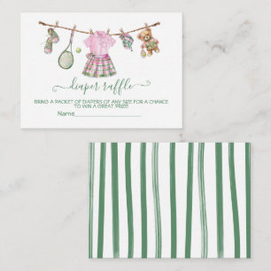 Preppy Girl Tennis Clothesline Diaper Carte Raffle