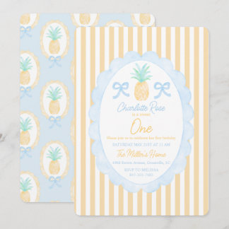 Preppy Girls Summer Ananas erster Geburtstag Einladung