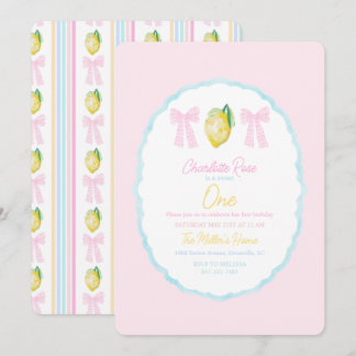 Preppy Girls Summer Lemon Erster Geburtstag Einladung