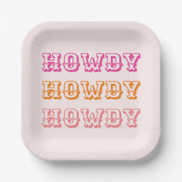 Preppy Girly Howdy Hot Pink Orange Pappteller
