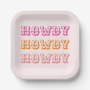 Preppy Girly Howdy Hot Pink Orange Pappteller