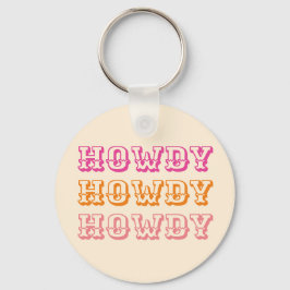 Preppy Girly Howdy Hot Pink Orange Schlüsselanhänger