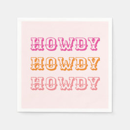 Preppy Girly Howdy Hot Pink Orange Serviette