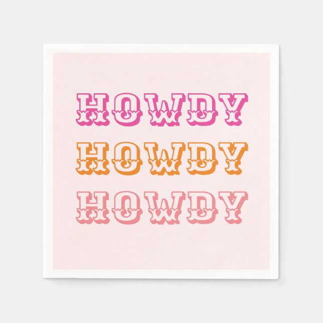 Preppy Girly Howdy Hot Pink Orange Serviette (Vorderseite)