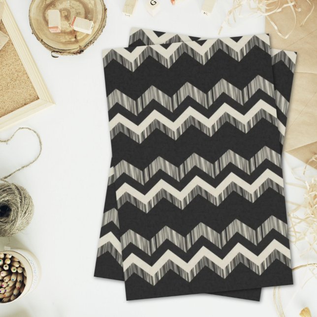 Preppy Girly Pattern Schwarz und Grau Zickzack Seidenpapier (Preppy Girly Pattern Black And Grey Chevron Tissue Paper)