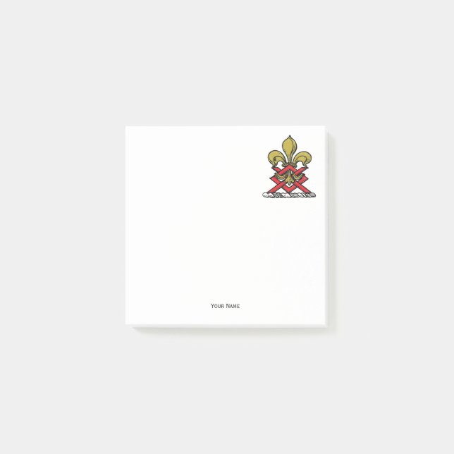 Preppy Gold Red Heraldic Wappen Lilie Emblem Post-it Klebezettel (Vorderseite)