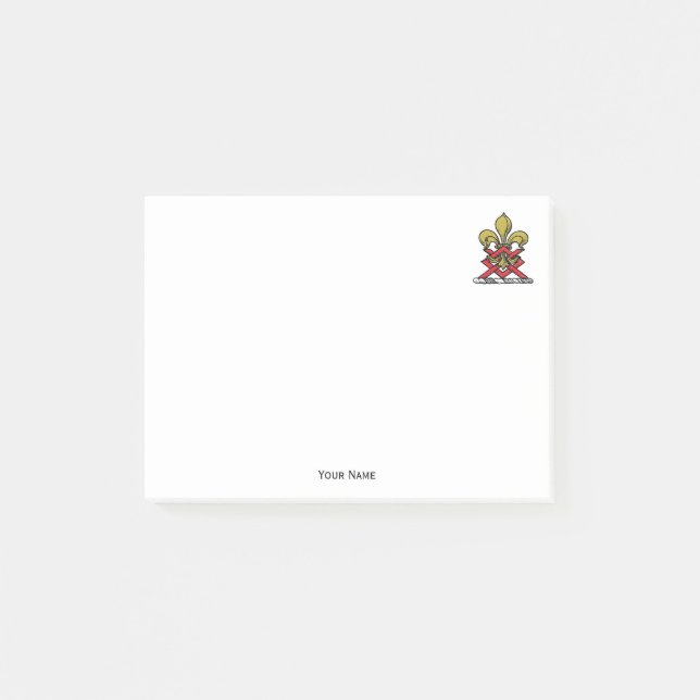 Preppy Gold Red Heraldic Wappen Lilie Emblem Post-it Klebezettel (Vorderseite)