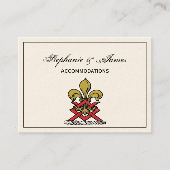 Preppy Gold Red Heraldic Wappen Lilie Emblem Visitenkarte (Vorderseite)