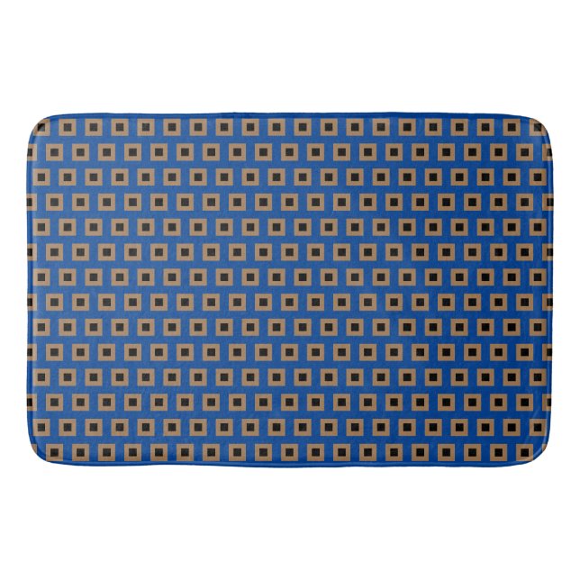 Preppy Gold und Bronze Geometric Grid Pattern Badematte (Vorderseite)