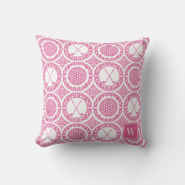 Preppy Golf Damask - Golfbälle und Schläger in Hot Kissen