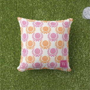 Preppy Golf Lorbeerkranz - Hot Pink & Orange Kissen