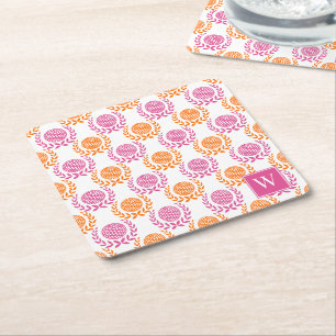 Preppy Golf Lorbeerkranz - Hot Pink & Orange Rechteckiger Pappuntersetzer