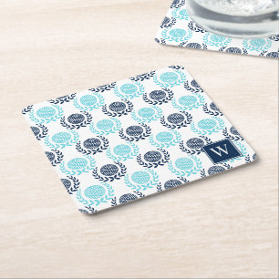 Preppy Golf Lorbeerkranz - Marineblau & Türkis Rechteckiger Pappuntersetzer