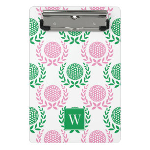 Preppy Golf Lorbeerkranz - Rosa & Grün Mini Klemmbrett