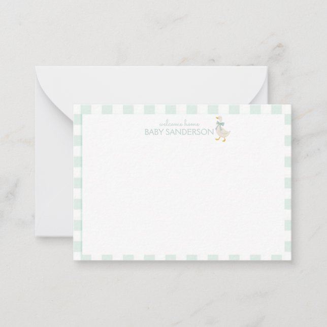 Preppy Goose Baby Shower Note Card Mitteilungskarte (Vorderseite)