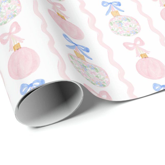 Preppy Grandmillennial Christmas Bulls and Bows Geschenkpapier (Rolleneckpunkt)