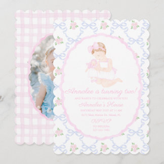 Preppy Grandmillennial Doland Me Pink Bows Einladung