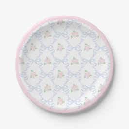 Preppy Grandmillennial Doland Me Pink Bows Pappteller
