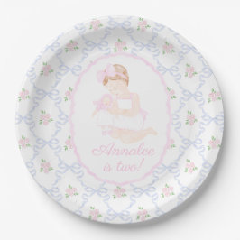 Preppy Grandmillennial Doland Me Pink Bows Pappteller