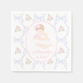 Preppy Grandmillennial Doland Me Pink Bows Serviette