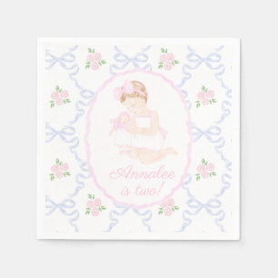 Preppy Grandmillennial Doland Me Pink Bows Serviette