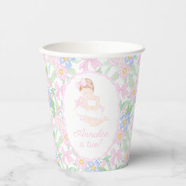 Preppy Grandmillennial Doland Me Pink Floral Pappbecher