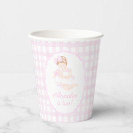 Preppy Grandmillennial Dolly and Me Pink Gingham Pappbecher