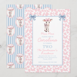 Preppy Grandmillennial Niedlich Cow Moo Moo Birthd Einladung