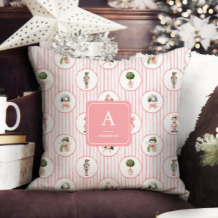 Preppy Grandmillennial Pink Nutcracker Weihnachten Kissen