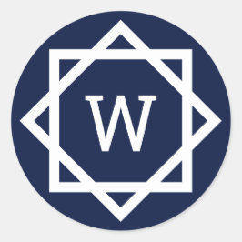 Preppy Graphic Border Monogram Runder Aufkleber