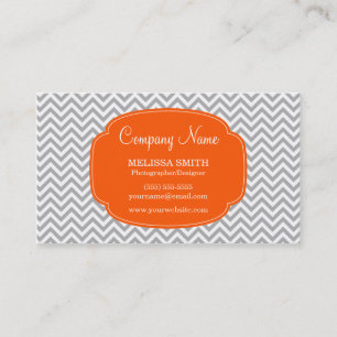 Preppy graues orange Zickzack Muster Visitenkarte