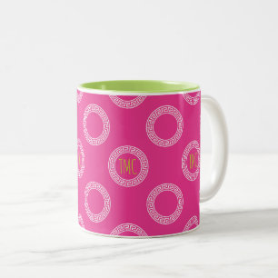 Preppy Greek Key Circles Studentinnenverbindung IN Zweifarbige Tasse