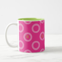 Preppy Greek Key Circles Studentinnenverbindung IN Zweifarbige Tasse