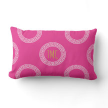 Preppy Greek Key Ring Pink White Monogram Initials