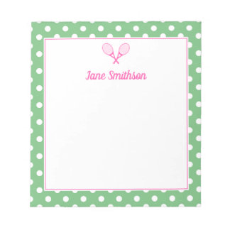 Preppy Green and Pink Tennis Notepad Notizblock