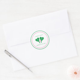 Preppy Green and Pink Wedding Pickleball Runder Aufkleber