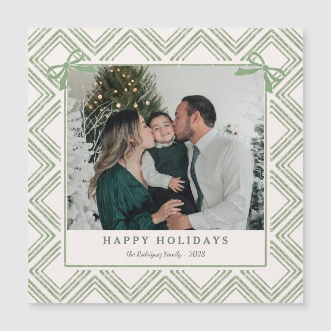 Preppy Green Diamond Pattern Holiday Magnetic Card Magnetkarte (Vorderseite)