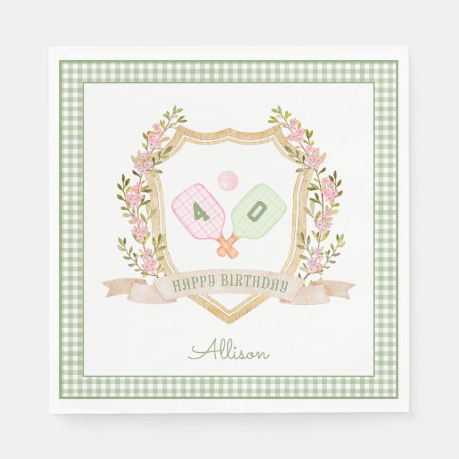 Preppy Green Pickle Ball | Benutzerdefiniertes Geb Serviette (Vorderseite)