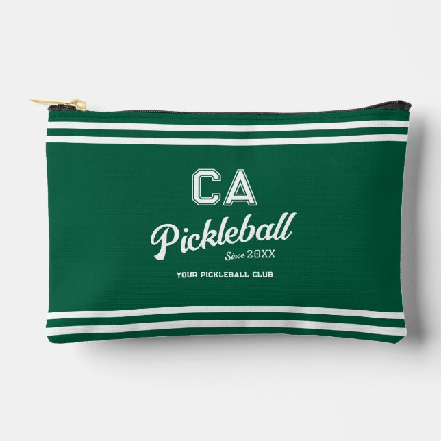 Preppy Green Pickleball Club Custom Wappen Party Zubehörtasche (Vorderseite)