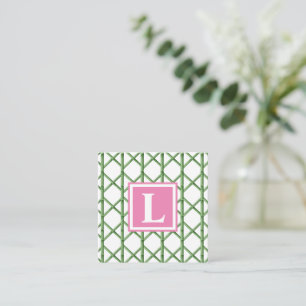 Preppy Green Trellis Bamboo Muster Monogram Mitteilungskarte