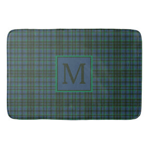 Preppy Green und Blue Kariert Monogram Badematte