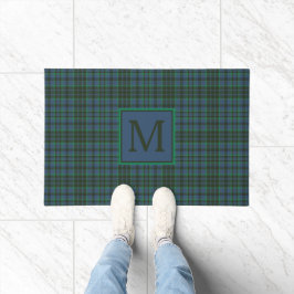 Preppy Green und Blue Kariert Monogram Fußmatte