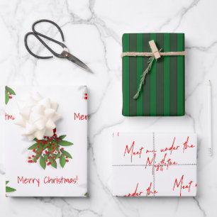 Preppy Green und Mistletoe Christmas Geschenkpapier Set