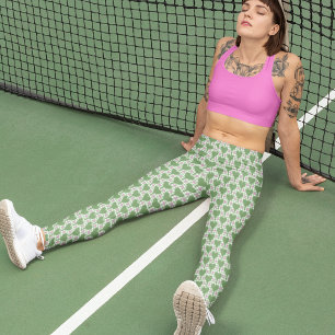 Preppy Green und Pink Gingham Pickleball Leggings