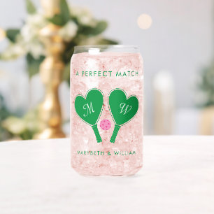 Preppy Green und Pink Wedding Pickleball Dosenglas