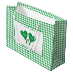Preppy Green und Pink Wedding Pickleball Große Geschenktüte
