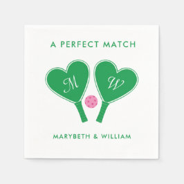 Preppy Green und Pink Wedding Pickleball Serviette