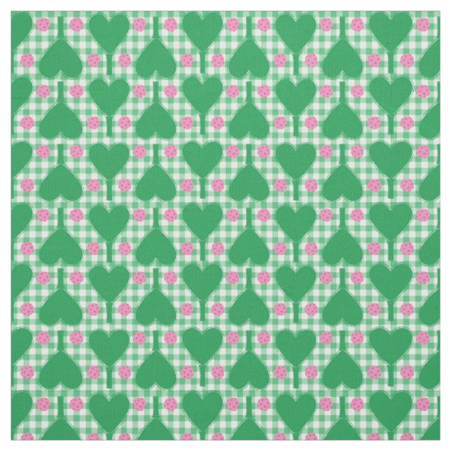 Preppy Green und Pink Wedding Pickleball Stoff (Muster)